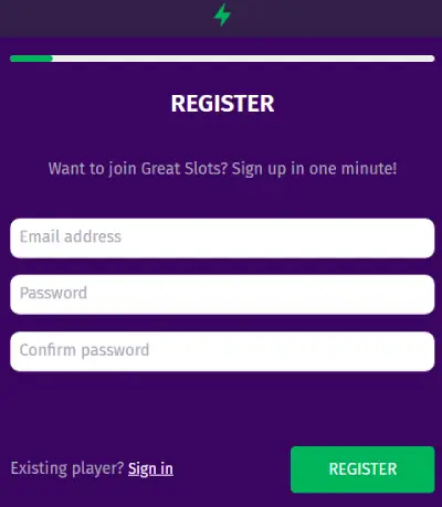 Great Slots Casino registration process